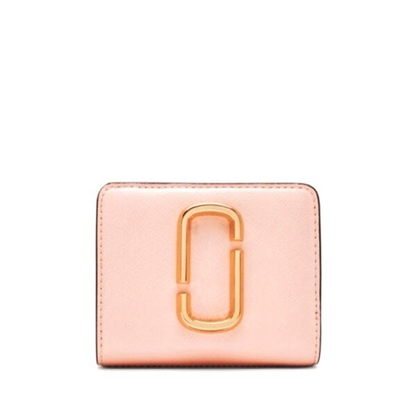Marc Jacobs Snapshot Mini Compact Wallet Rose Multi  Pink Colorblock Zip Leather - Picture 1 of 15